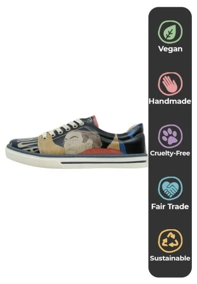 Kadın Vegan Deri Siyah Sneakers - Ambassadeurs Tasarım - 