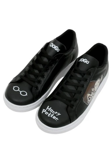 Kadın Vegan Deri Siyah Sneakers - Warner Bros Friends Till Eternity Harry Potter Tasarım - 