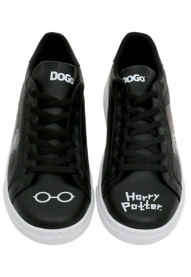 Kadın Vegan Deri Siyah Sneakers - Warner Bros Friends Till Eternity Harry Potter Tasarım - 