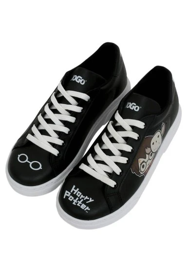 Kadın Vegan Deri Siyah Sneakers - Warner Bros Friends Till Eternity Harry Potter Tasarım - 