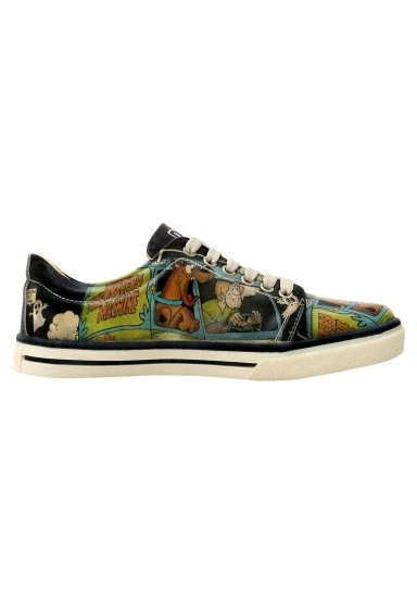 Kadın Vegan Deri Siyah Sneakers - Warner Bros Scooby Doo The Sneaky Machine Tasarım - 