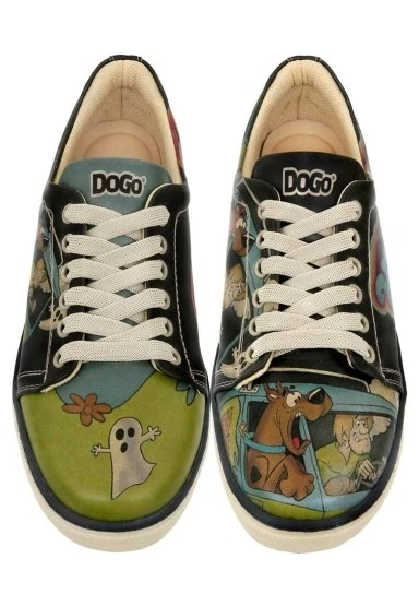 Kadın Vegan Deri Siyah Sneakers - Warner Bros Scooby Doo The Sneaky Machine Tasarım - 