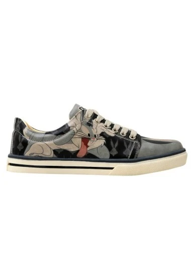 Kadın Vegan Deri Siyah Sneakers - Warner Bros Bugs Bunny Playful Bugs Tasarım - 