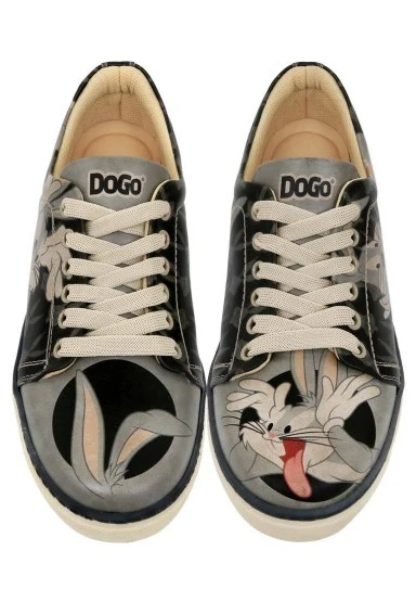 Kadın Vegan Deri Siyah Sneakers - Warner Bros Bugs Bunny Playful Bugs Tasarım - 