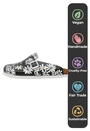 Kadın Vegan Deri Siyah Terlik - Self Love is the Best Love Tasarım - 