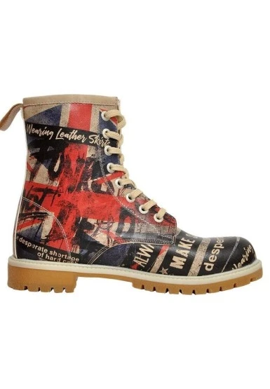 Kadın Vegan Deri Siyah Uzun Bot - British Punk Tasarım - 