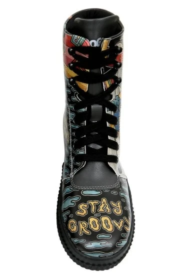 Kadın Vegan Deri Siyah Uzun Bot - Stay Groovy Tasarım - 