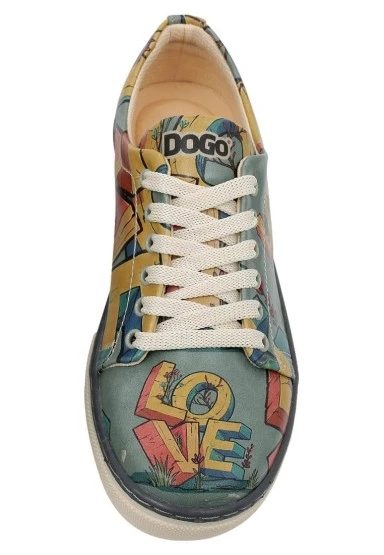 Kadın Vegan Deri Turkuaz Sneakers - Love Tasarım - 