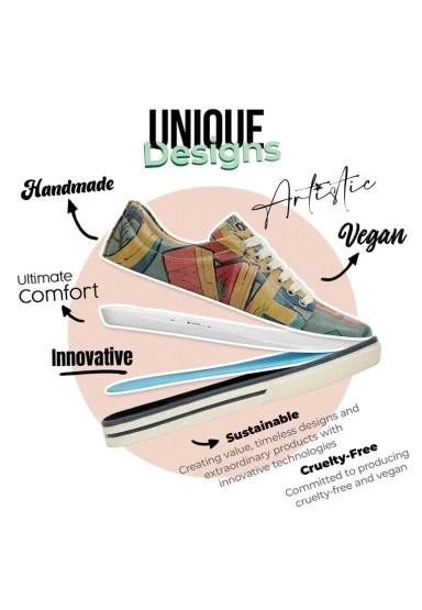 Kadın Vegan Deri Turkuaz Sneakers - Love Tasarım - 