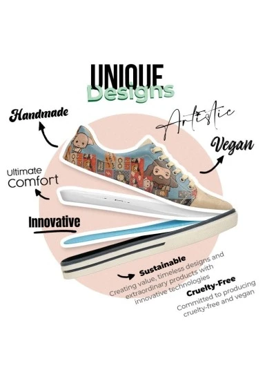 Kadın Vegan Deri Turkuaz Sneakers - Warner Bros Imaginary School Harry Potter Tasarım - 