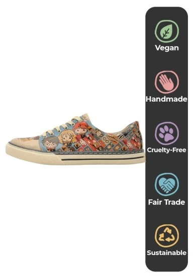 Kadın Vegan Deri Turkuaz Sneakers - Warner Bros Imaginary School Harry Potter Tasarım - 