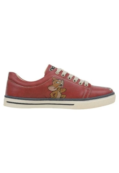 Kadın Vegan Deri Turuncu Sneakers - Warner Bros Tom ve Jerry Tasarım - 