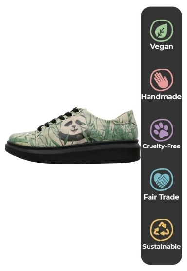 Kadın Vegan Deri Yeşil Sneakers - Bamboo Lover Tasarım - 