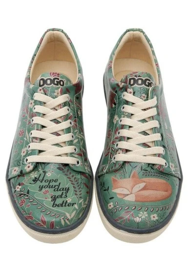 Kadın Vegan Deri Yeşil Sneakers - Spirit Animal Tasarım - 