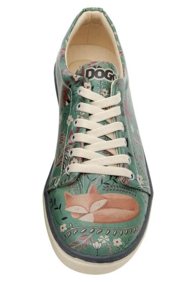 Kadın Vegan Deri Yeşil Sneakers - Spirit Animal Tasarım - 
