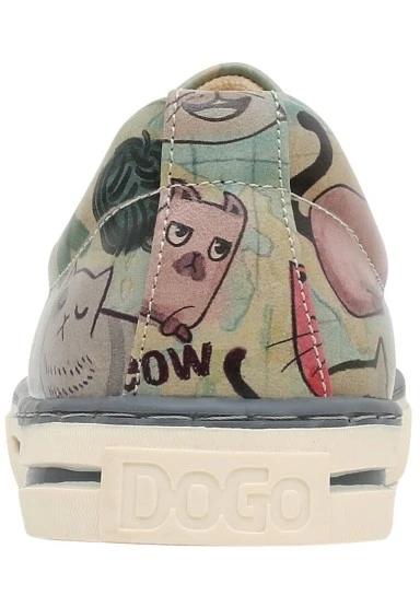 Kadın Vegan Deri Yeşil Sneakers - Cats of the World Tasarım - 