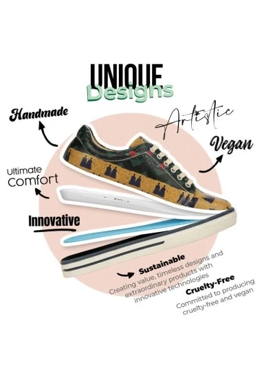 Kadın Vegan Deri Yeşil Sneakers - Frida’s World Frida KahloTasarım - 