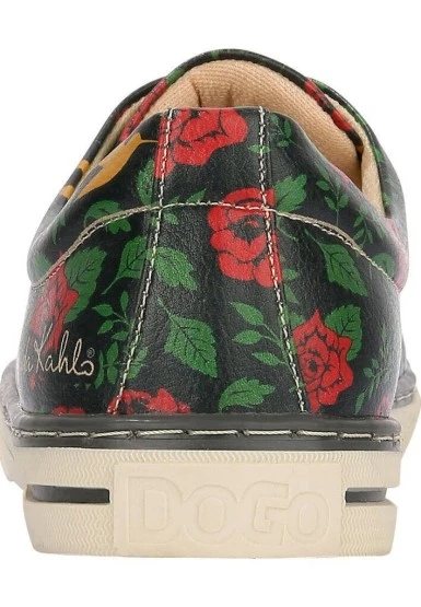 Kadın Vegan Deri Yeşil Sneakers - Arrows Frida Kahlo Tasarım - 