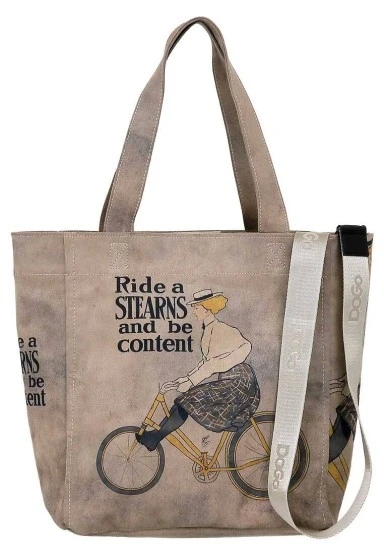 Kadın Vegan Gri Large Tote Bag - Rider Woman Tasarım - 