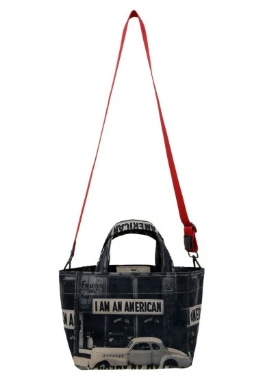 Kadın Vegan Gri Medium Tote Bag - I am an American Tasarım - 