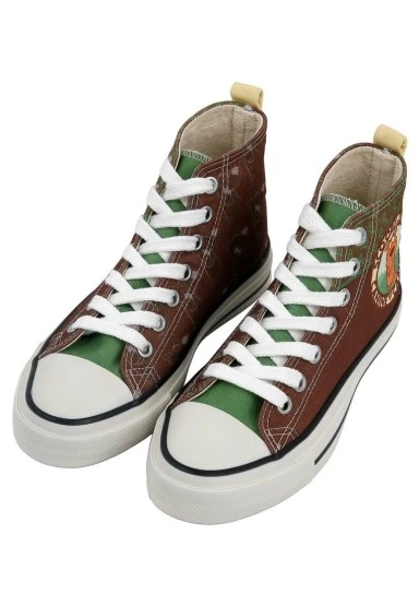 Kadın Vegan Kahverengi High Sneakers - Camping Scooby Doo Tasarım - 