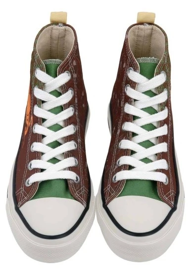 Kadın Vegan Kahverengi High Sneakers - Camping Scooby Doo Tasarım - 