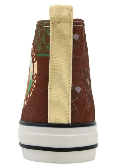 Kadın Vegan Kahverengi High Sneakers - Camping Scooby Doo Tasarım - 