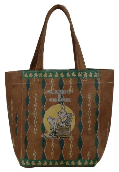 Kadın Vegan Kahverengi Large Tote Bag - Mr Bunny Tasarım - 