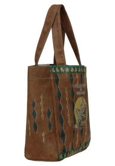 Kadın Vegan Kahverengi Large Tote Bag - Mr Bunny Tasarım - 