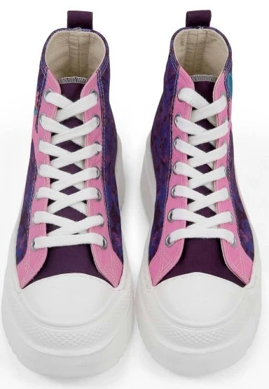 Kadın Vegan Çok Renkli Kalın Taban High Sneakers - Lady Fluff Tasarım - 