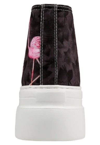 Kadın Vegan Kahverengi Kalın Taban High Sneakers - Brown Tropical Tasarım - 