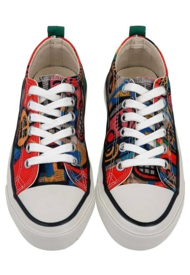 Kadın Vegan Kırmızı Sneakers - Mad Face Tasarım - 