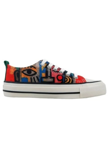 Kadın Vegan Kırmızı Sneakers - Mad Face Tasarım - 