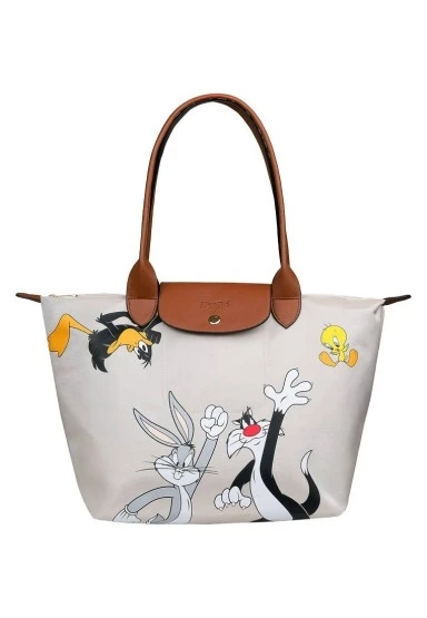Kadın Vegan Krem Large El Çantası - Warner Bros Looney Tunes Joy Tasarım - 