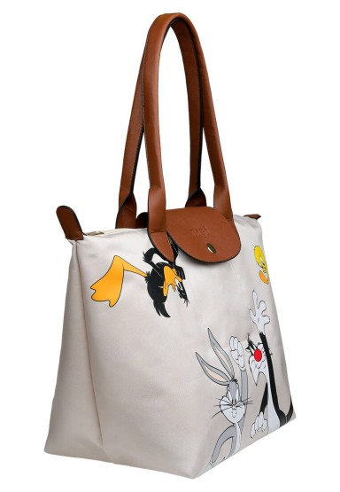 Dogo - Kadın Vegan Krem Large El Çantası - Warner Bros Looney Tunes Joy Tasarım (1)