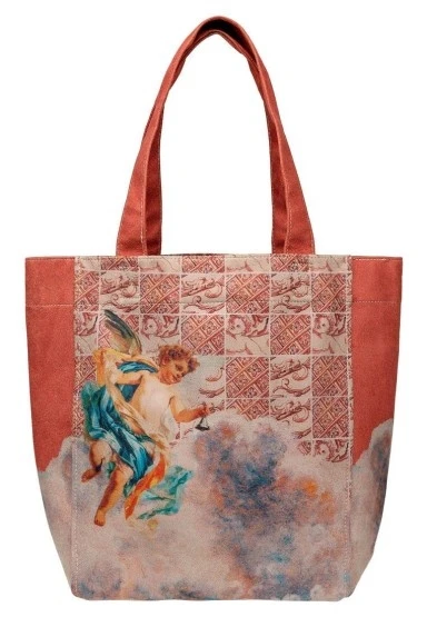 Kadın Vegan Krem Large Tote Bag - Angel's Dream Tasarım - 