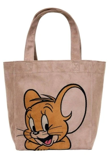 Kadın Vegan Krem Large Tote Bag - Warner Bros Smiles and Whiskers Tasarım - 