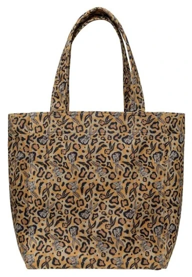 Kadın Vegan Krem Leopar Large Tote Bag - Warner Bros Looney Tunes Leopard Bugs Bunny Tasarım - 