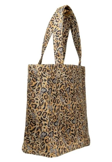 Kadın Vegan Krem Leopar Large Tote Bag - Warner Bros Looney Tunes Leopard Bugs Bunny Tasarım - 