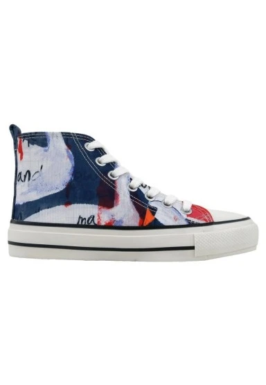 Kadın Vegan Lacivert High Sneakers - Swan and Raven Tasarım - 