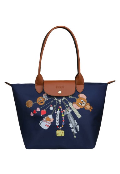 Dogo - Kadın Vegan Lacivert Large El Çantası - Warner Bros Looney Tunes Tom&Jerry Charms Navy Tasarım