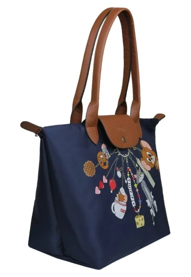Kadın Vegan Lacivert Large El Çantası - Warner Bros Looney Tunes Tom&Jerry Charms Navy Tasarım - 