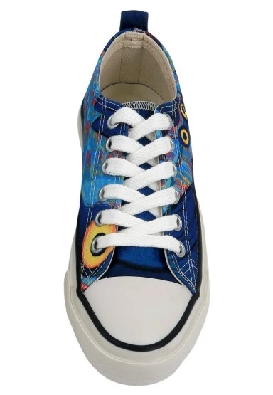 Kadın Vegan Lacivert Sneakers - Feathers of the Owl Tasarım - 