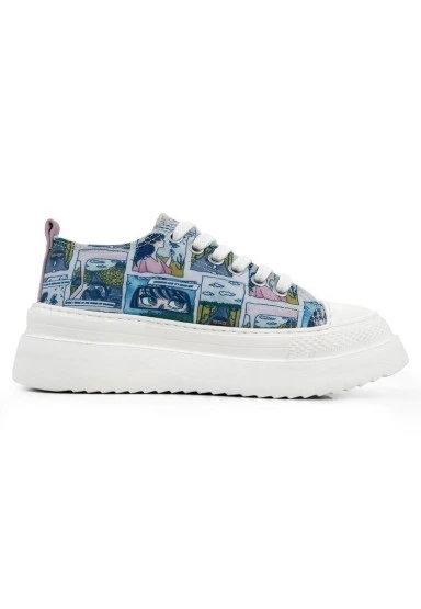 Kadın Vegan Mavi Kalın Taban Sneakers - Already Lost Tasarım - 