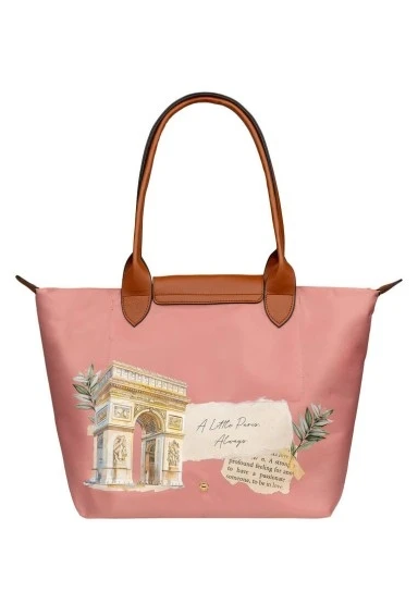 Kadın Vegan Pembe Large El Çantası - A Little Paris Always Tasarım - 
