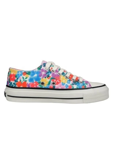 Kadın Vegan Pembe Sneakers - Floral Tasarım - 