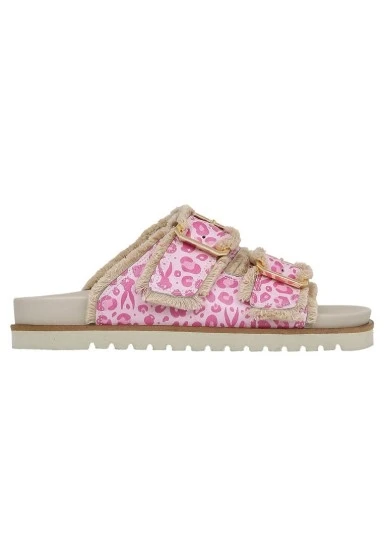 Kadın Vegan Pembe Leopar Terlik - Warner Bros Looney Tunes Bugs Bunny Pink Leopard Bunny Tasarım - 