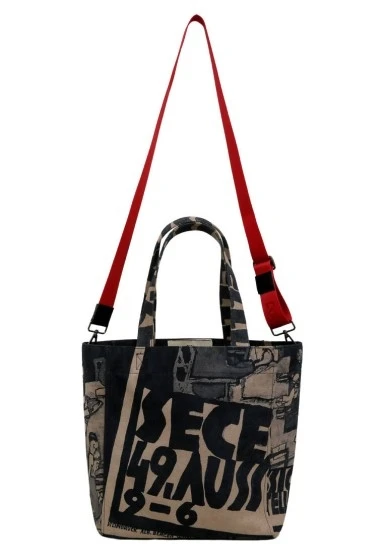 Kadın Vegan Siyah Large Tote Bag - Supper Tasarım - 