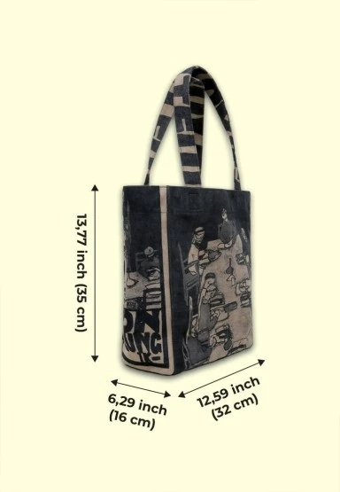 Kadın Vegan Siyah Large Tote Bag - Supper Tasarım - 