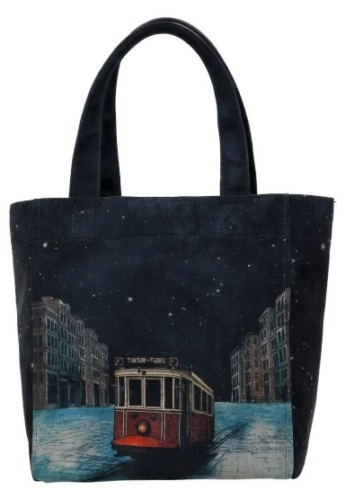 Kadın Vegan Siyah Large Tote Bag - Paws on Taksim Tasarım - 